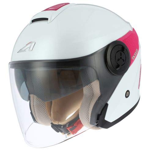 Astone Helmets - Casque jet DJ10-2 monocolor- Casque jet à écran long - Casque jet moderne en polycarbonate - white/pink S