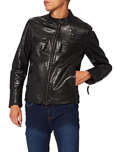 Blauer Pelle Capo Spalla Imbottito Chaqueta de Cuero, 999 Nero, XL para Hombre