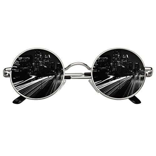 CGID E01 Estilo Vintage Retro Lennon inspirado círculo metálico redondo gafas de sol polarizadas para hombres y mujeres