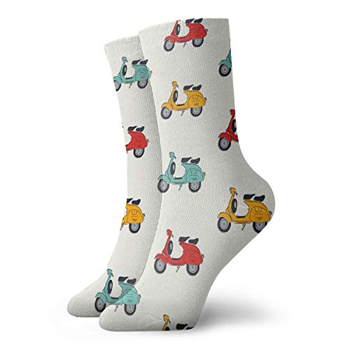 Retro Vespa Lindo Novedad Atlético Calcetines Senderismo Caminar Calcetines Recreación al aire libre Calcetines Wicking Cushion Crew Mediados Calf Design Toda la temporada