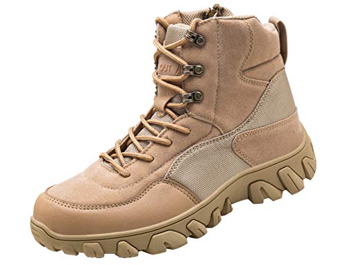 IYVW A03 Botas De Combate De CañA Alta para Hombre, Botas De Cuero para Senderismo Al Aire Libre Amarillo Desierto 39 EU