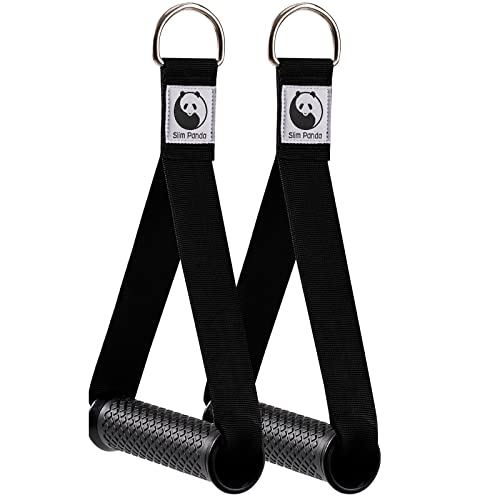 Slim Panda Mango de Resistencia, 2 Piezas Nylon Agarres para Gym Set, Agarres Poleas Gym para Entrenamientos en Polea, Estación de Polea de Cable o Torre de Pesas, Negro