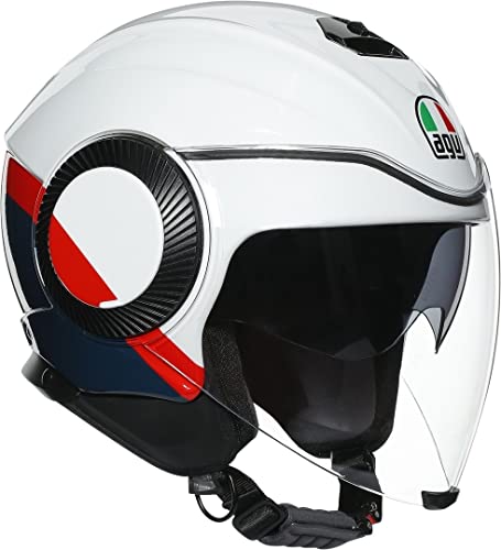 AGV Orbyt Block - Casco Jet (Talla 53/54), Color Blanco y Negro