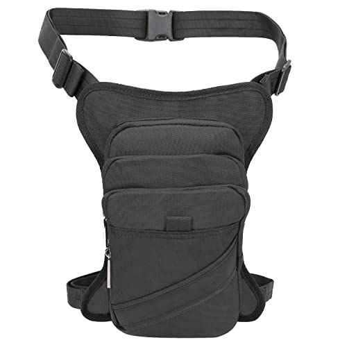 Larswon Bolsa de pierna caída, bolsa de muslo, bolsa de pierna para motocicleta, bolsa de panel, Negro B, L, Mochila casual