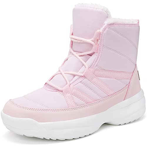 Gaatpot Botas de Nieve Mujer Zapatos Invierno Calentitos Forro Botines Aire Libre Trekking Bota Impermeable Boot Rosado 41