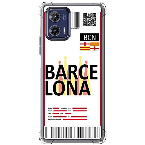 Movilshop Funda Antigolpes para Motorola Moto G73 5G Billete de Avión [ Barcelona ] Esquina Reforzada Silicona 1.5mm de Grosor Flexible Transparente Bumper Gel TPU