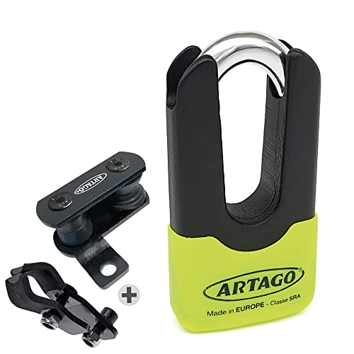 Artago 69X5 Pack Candado Antirrobo Disco Alta Seguridad + Soporte para Ducati Monster Diavel, Homologado SRA, Sold Secure Gold, ART4