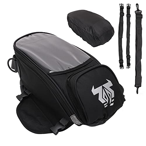 JFG RACING Bolsa Impermeable de Motocicleta, Incluye 1 Fuerte imán para sujetarla al depósito de Combustible y 1 Bolsillo Transparente, diseño Universal Compatible con Motocicletas de,