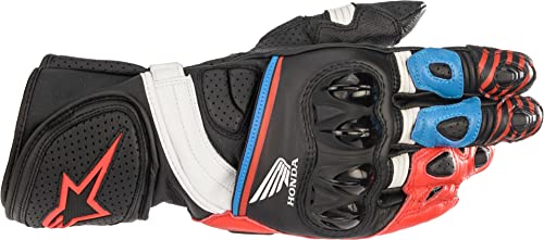 Alpinestars Honda GP Plus R V2 Guantes de Motocicleta (Black/Red/Blue,L)