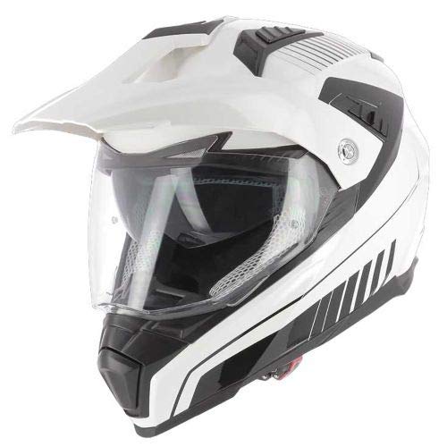 Astone Helmets - Casque de moto crossmax graphic Shaft - Casque intégral 3 en 1 - Casque moto homologué en polycarbonate gloss white L