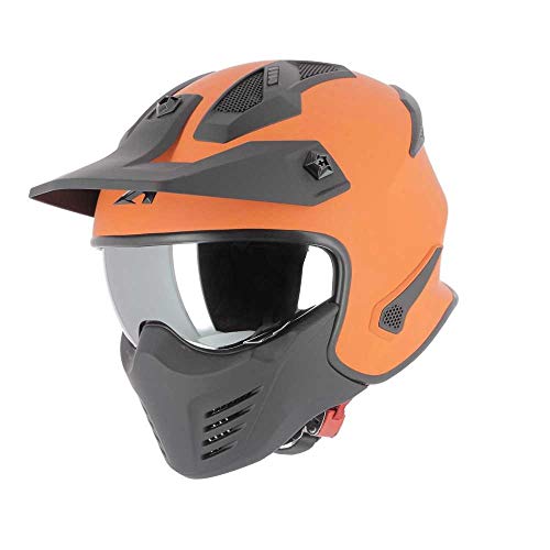 Astone Helmets - Elektron - Casque de moto jet - Casque jet 4 en 1 - Casque jet homologué - Coque en polycarbonate - Orange S