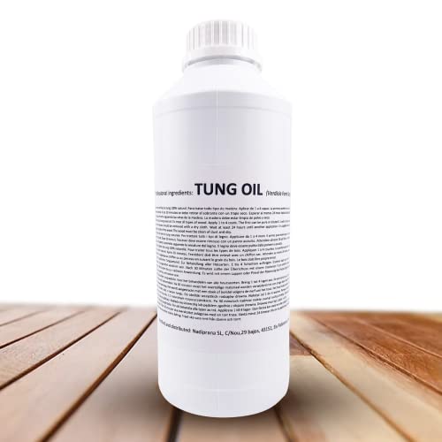 1 l. aceite de tung 100% Puro | Cuidado natural de la madera de interiores y exteriores | No altera el color dejando una capa impermeable muy resistente. - Snadi