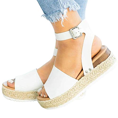 Sandalias Mujer Verano Romanas Zapatos Talla Grande Chanclas Cómodo y Transpirable Fondo Plano Informal Casual RomaHebilla Sandalias de Playa Bohemian Zapatillas y Chanclas Elegantes