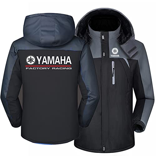 IKDWD Chaquetas para Hombre Sudadera con Capucha Impermeable al Aire Libre para Yamaha Imprimir Sudadera con Cremallera Completa Ropa Informal Ligera Abrigo con Capucha cálido-Black||L