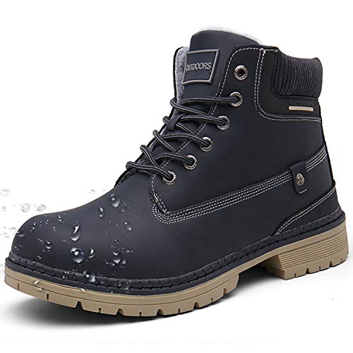 Botas de Nieve Hombre Mujer Cálido Botines Planas Invierno Impermeables Zapatos Senderismo Zapatillas Deportes Confortables Sneakers, Azul, 40 EU