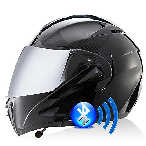 Casco De Moto Modular Bluetooth Integrado Casco Anticolisión con Visor Solar Doble Casco Integral Certificado Dot/ECE Apto para Hombres Y Mujeres En Temporadas