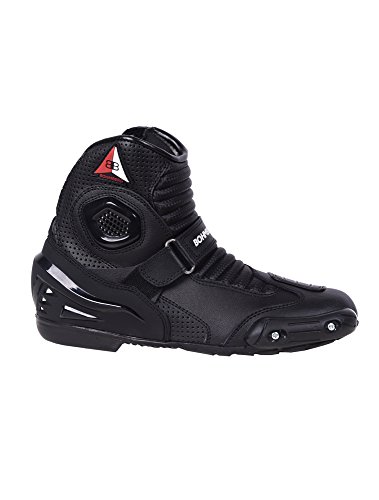 Bohmberg Botas de moto para hombre AUDAX, botas moteras, botas deportivas para moto fabricadas en piel, hidrófugas con protectores reforzados protectores - 44