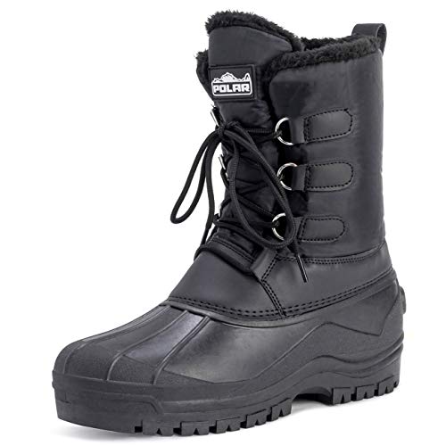 Hombre Cordones Corto Nylon Invierno Nieve Lluvia Cordones Pato Botas - BLK41 - AYC0141