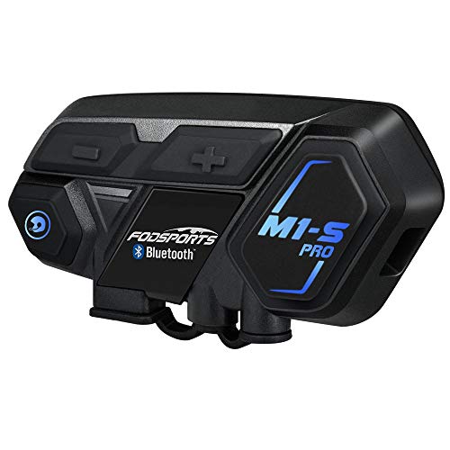 Fodsports M1-S Pro Intercomunicador Casco Moto CVC Reducción De Ruido, Hi-Fi, Intercomunicador 8 Jinetes De Bluetooth Moto Casco Manos Libres Moto, Comando De Voz, La Guía De Voz De GPS, 900mAh