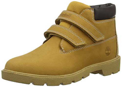 Timberland Double Strap Hook & Loop Waterproof (Toddler), Botas Chukka Unisex-Niños, Amarillo Wheat Nubuck, 29 EU