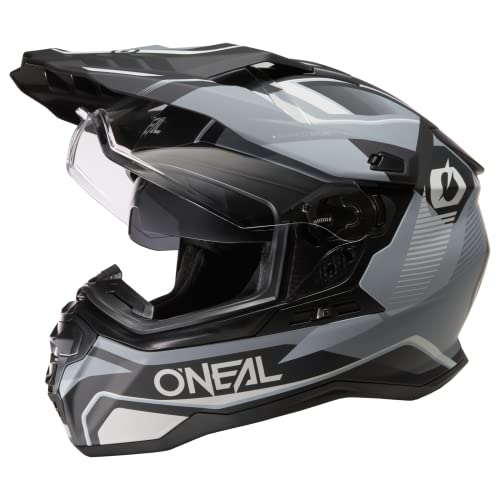 O'NEAL | Casco de Moto Enduro Touring Adventure Street | Buen Ajuste, Pinlock y Bluetooth, Visor Solar Integrado | Casco D-SRS Square V.22 Adulto | Negro Gris | Talla L