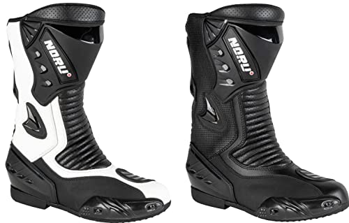 PRO FUTURE Botas moto Racing piel anti torsión SLIDERS ASPIDEX, blanco y negro, 44