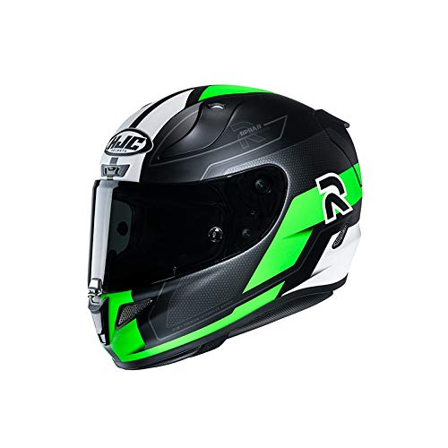 Casco de moto HJC RPHA 11 FESK MC4SF, Negro/Blanco/Verde, S