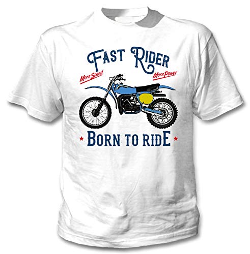 Teesandengines Bultaco pursang mkii 370 Fast Rider Camiseta Blanca para Hombre de Algodon Size Xlarge