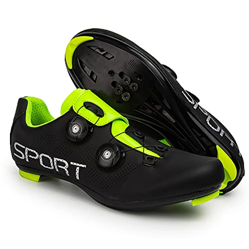 Mars Jun Zapatilla de Ciclismo Profesional Hombre Zapatos de Ciclismo de Antideslizantes SPD Lock System para Bicicleta de montaña/Carretera con Estilo de Encaje rápido Giratorio