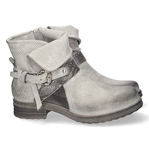 shoes&blues.es 66250-Botin Abierto en el Lateral, para Mujer, Estilo Biker, con Estampados, Correa con Hebilla, y Cierre de Cremallera, Primavera Verano 2022. Talla 38 Gris