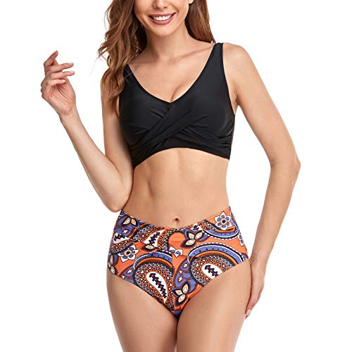 Traje de baño para mujer Family Pieces Dos y trajes de baño Bikini Madre Traje de baño a juego Niña Hija Traje de baño 's Conjunto de hombros descubiertos para hombre, Negro , M