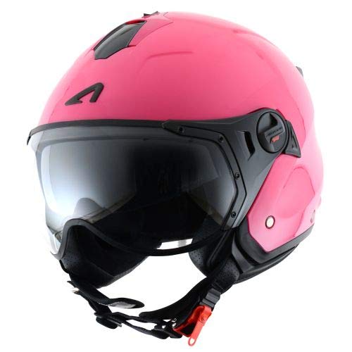 Astone Helmets - MINIJET S SPORT monocolor - Casque jet compact - Casque de moto look sport - Casque de scooter mixte - Casque en polycarbonate - Gloss pink S