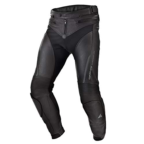 Shima Chase Pantalones de Moto - Cuero, Pantalones Deportivos con Protectores de Caderas y Rodillas, Piel Perforada, para Traje de 2 Piezas (Negro, 50)