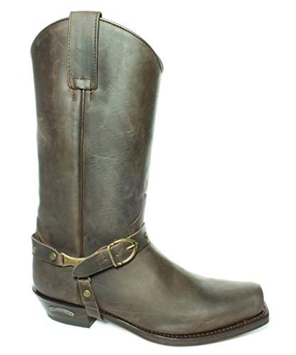 Sendra Boots 3091 Seta Marrón Botas Mujer Hombre Vaquero Biker Western Cowboy Punta Cuadrada Tacón Inclinado Asos Hecho A Mano Cuero Genuino Talla 42