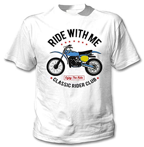 Teesandengines Bultaco pursang mkii 370 Ride with me Camiseta Blanca para Hombre de Algodon Size Medium