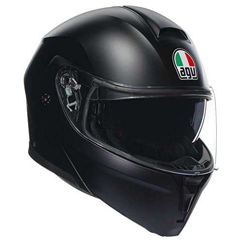 AGV Streetmodular ECE 22-06 Mono, Casco De Moto Modular Homologado ECE 22-06 P/J Con Pantalla Parasol, Negro Mate, L