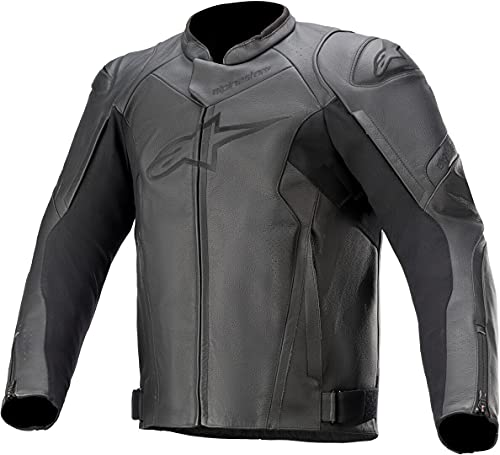 Alpinestars Faster V2-Chaqueta de Piel, Color Negro Ropa de Moto, 52 Unisex