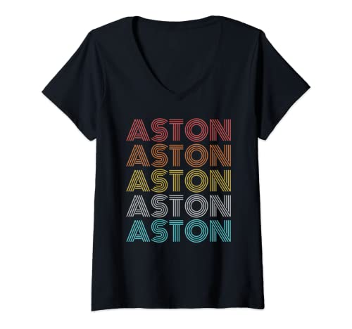 Mujer Aston vintage retro Camiseta Cuello V