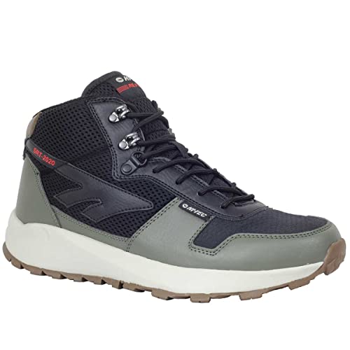 Hi-Tec Botas casuales de hombre Sierra Re:Flex Trail Mid,calzado moda con membrana impermeable,zapatilla sneakers/botas montaña casuales impermeables (Olive Night Black, numeric_41)