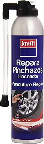 Krafft Repara Pinchazos Coche, Spray Sellador de Emergencia para Reparar Rueda Pinchada 300ml