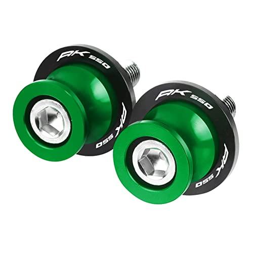 MAZMER para KYMCO AK550 ACC180 ACC150 AC 180 Todo El Año 6MM Motocicleta Aluminio Basculante Carretes Slider Soporte Tornillo Accesorio con Logotipo (Color : 6MM Green AK550)