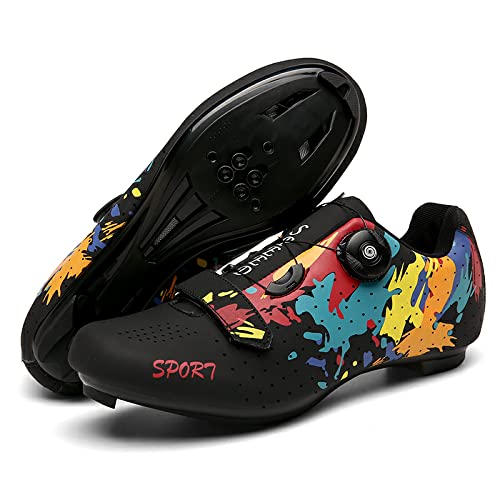 Zapatos de Bicicleta AtléTicos Profesionales Zapatillas de Ciclismo de Velocidad para Hombre Zapatillas de Ciclismo MTB Al Aire Libre Ciclismo Fondo de Carretera de Color Negro 40