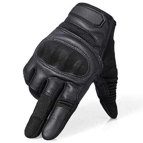 ZLKZZQ Guantes de Dedo Completo para Motocicleta de Cuero PU con Pantalla táctil, Equipo de protección para Carreras, Pit Bike, Moto, Motocross, Enduro -a14-M