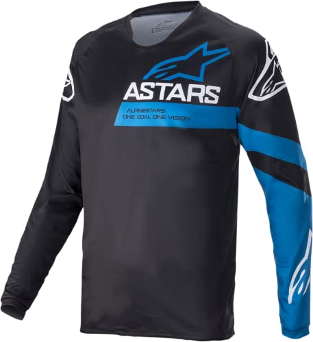 Alpinestars Camiseta Racer Jersey, Negro y Azul, M para Hombre