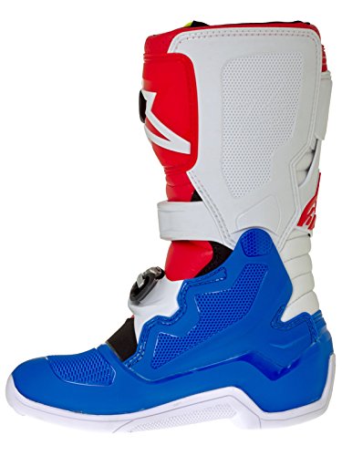 Alpinestars Unisex-Child Tech 7S Botas jóvenes (azul/blanco/rojo/amarillo, talla 8)