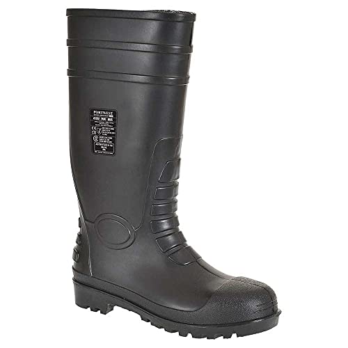 Portwest Bota Wellington Total Safety S5,, Tamaño: 48, Color: Negro, FW95BKR48