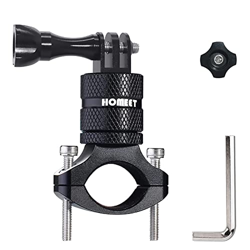 Homeet Soporte de Deportiva Camara para Bicicletas Soporte Universal Manillar Soporte Cámara Bicicleta Adaptador de Manillar Montaje para Cámara de Acción 17mm-30mm Manillar (Negro)