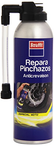 Krafft Kit Repara Pinchazos Moto, Spray Sellador de Emergencia para Reparar Rueda Pinchada Moto 270ml