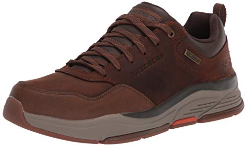 Skechers BENAGO HOMBRE, Zapatillas para Hombre, Dark Brown Waterproof Leather, 43 EU