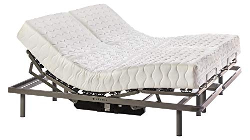 ekamia - Cama Articulada Eléctrica Doble Emparejada de Matrimonio con Colchón Luka - 150cm x 190cm, Mando con Cable